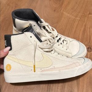Nike Cream and Black High-Top Sneakers